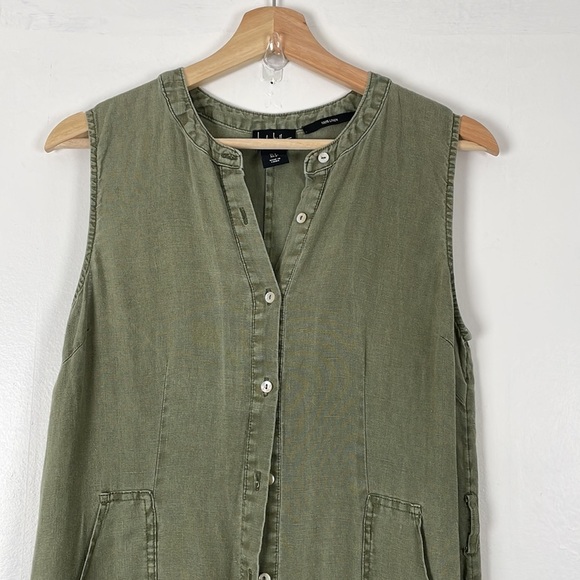 Nicole Miller sleeveless linen jumpsuit women 4 pocket size 4 button closure - Picture 4 of 12